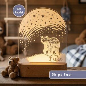 Bear Night Light – Personalized LED Name Lamp for Kids Bedroom